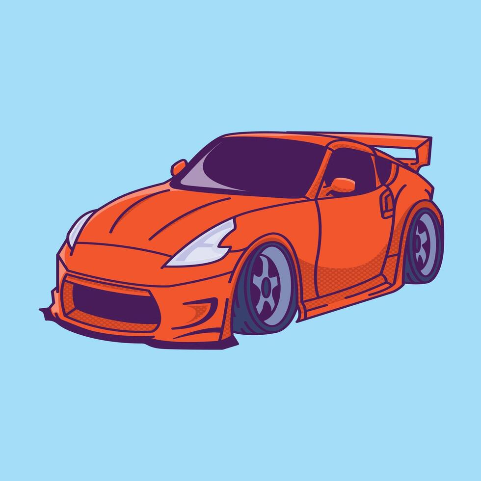 A super car Cartoon Illustration Icon Concept Isolated Premium. Flat Cartoon Style red vector