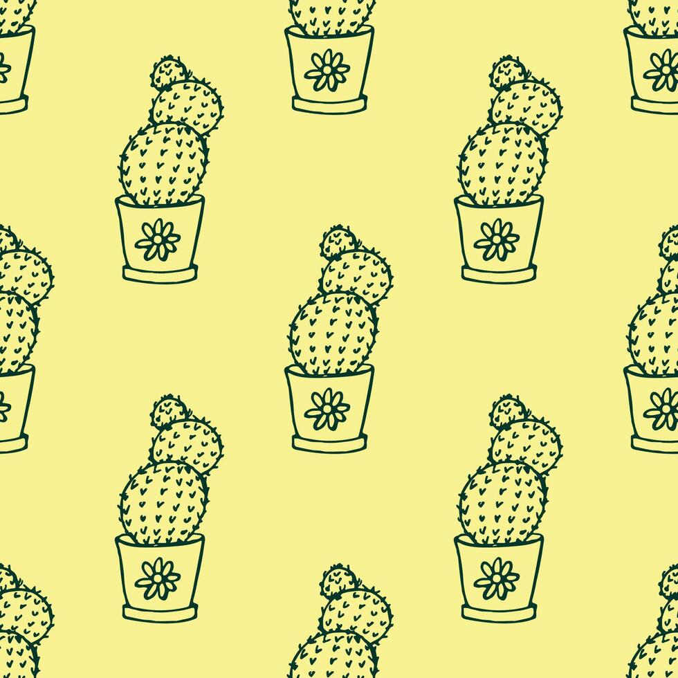 Seamless pattern with cactus doodle for decorative print, wrapping paper, greeting cards and fabric vector