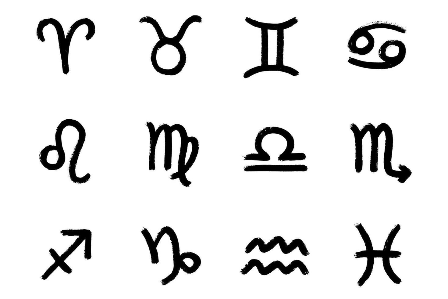 Hand drawn zodiac signs Esoteric symbol doodle set Astrology clipart Elements for design vector