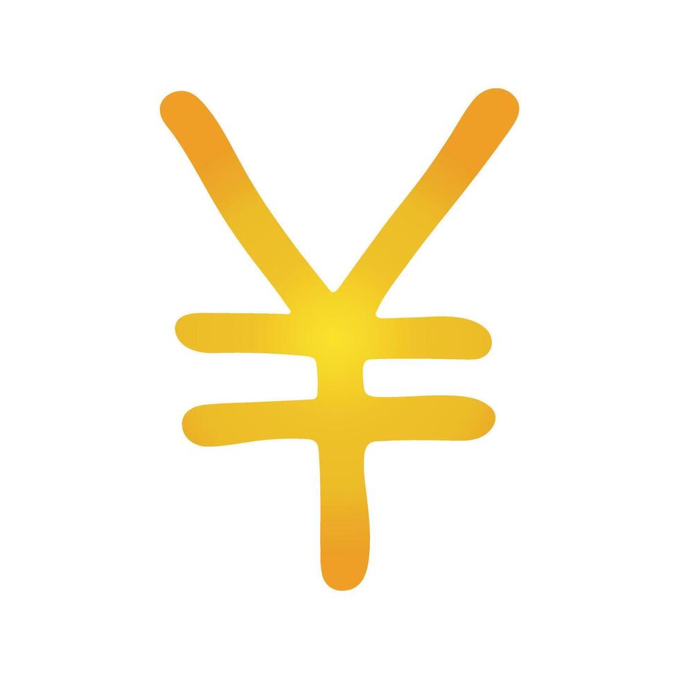 Hand drawn yen Gold currency symbol Brush stroke doodle Single element for design vector