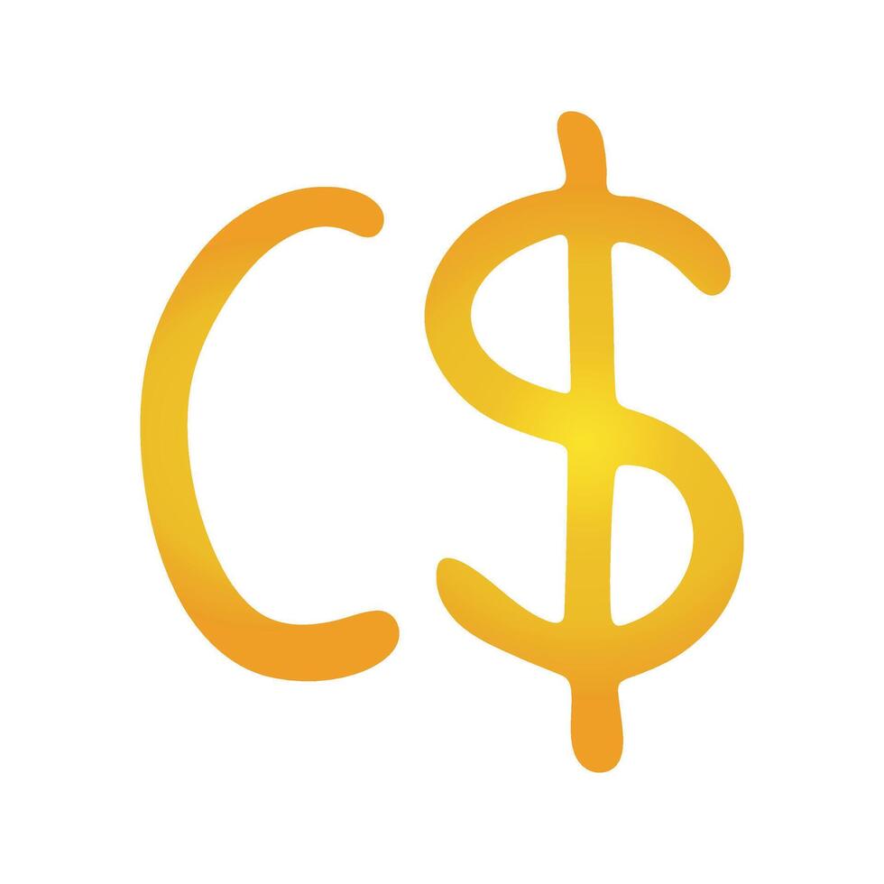 Hand drawn canadian dollar currency symbol. Brush stroke doodle. Single element for design vector
