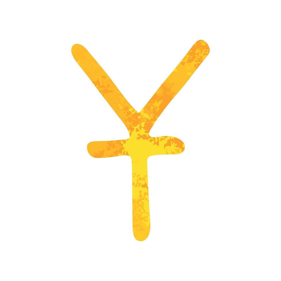 Hand drawn chinese yuan currency symbol. Brush stroke doodle. Single element for design vector