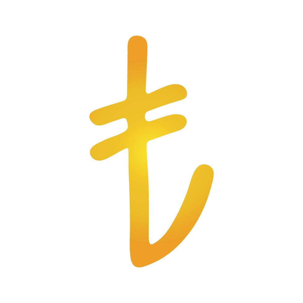 Hand drawn turkish lira Gold currency symbol Brush stroke doodle Single element for design vector