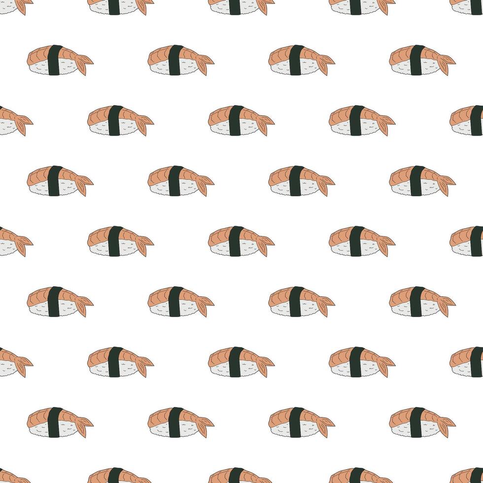 Seamless pattern with sushi for decorative print, wrapping paper, menu, wallpaper and fabric vector