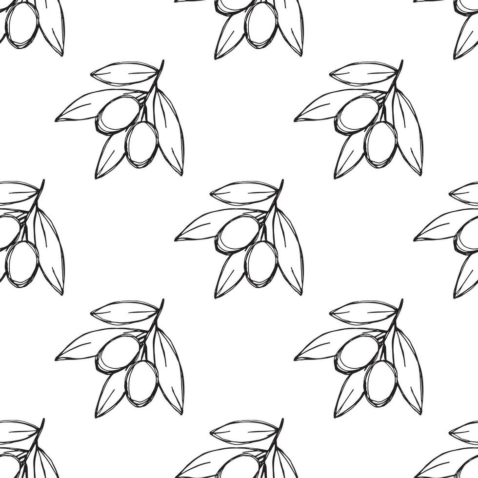 Seamless pattern with olive branches for decorative print, wrapping paper, greeting cards, wallpaper and fabric vector