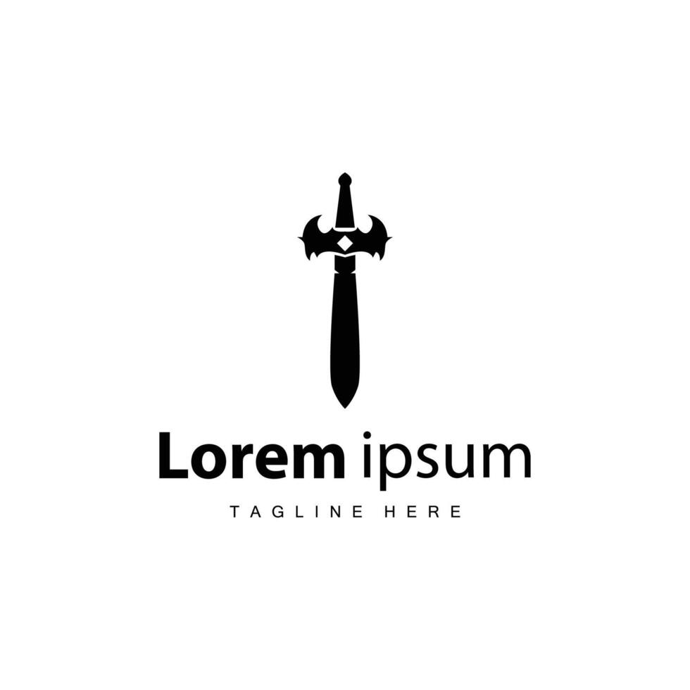 silhouette logo sword warrior knight template vector