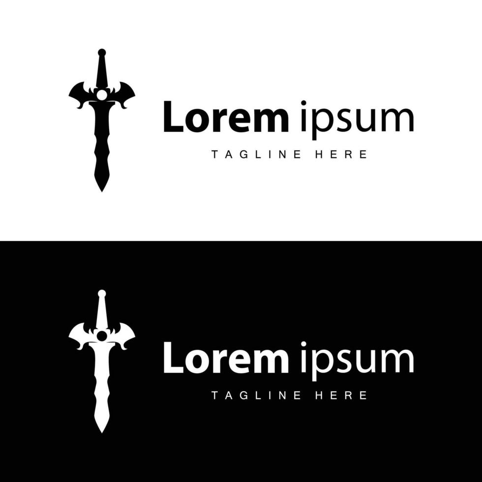 Black silhouette simple logo sword vector