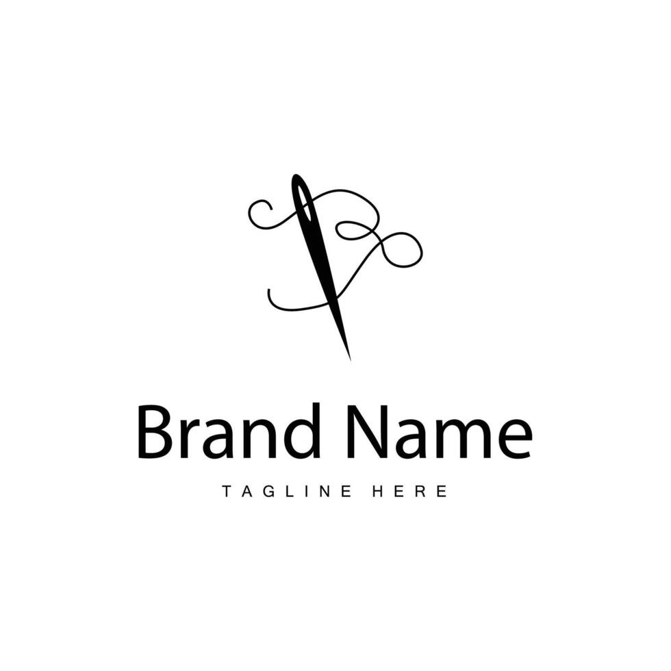 Tailor logo template needle and thread vector
