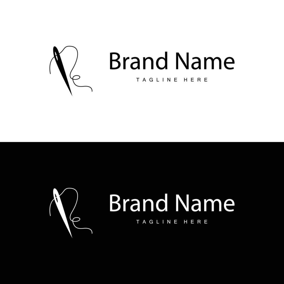 Tailor logo template needle and thread product brand vector