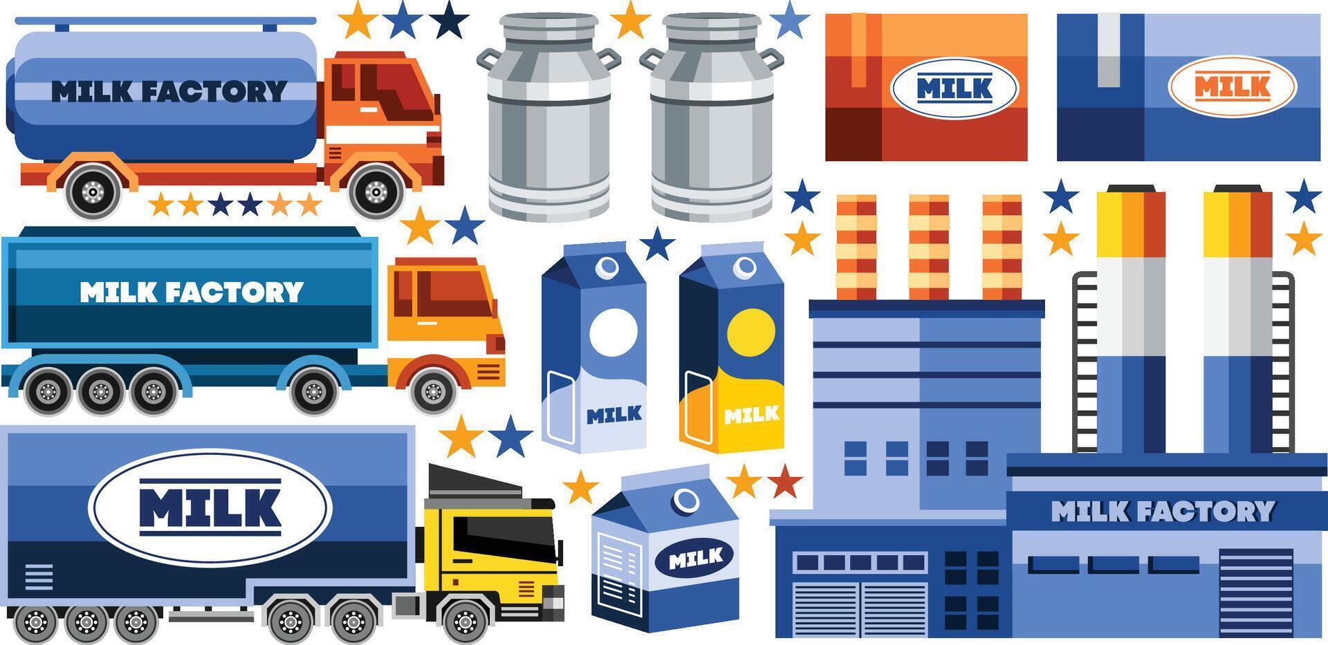 Milk Factory Elements Illustration vector