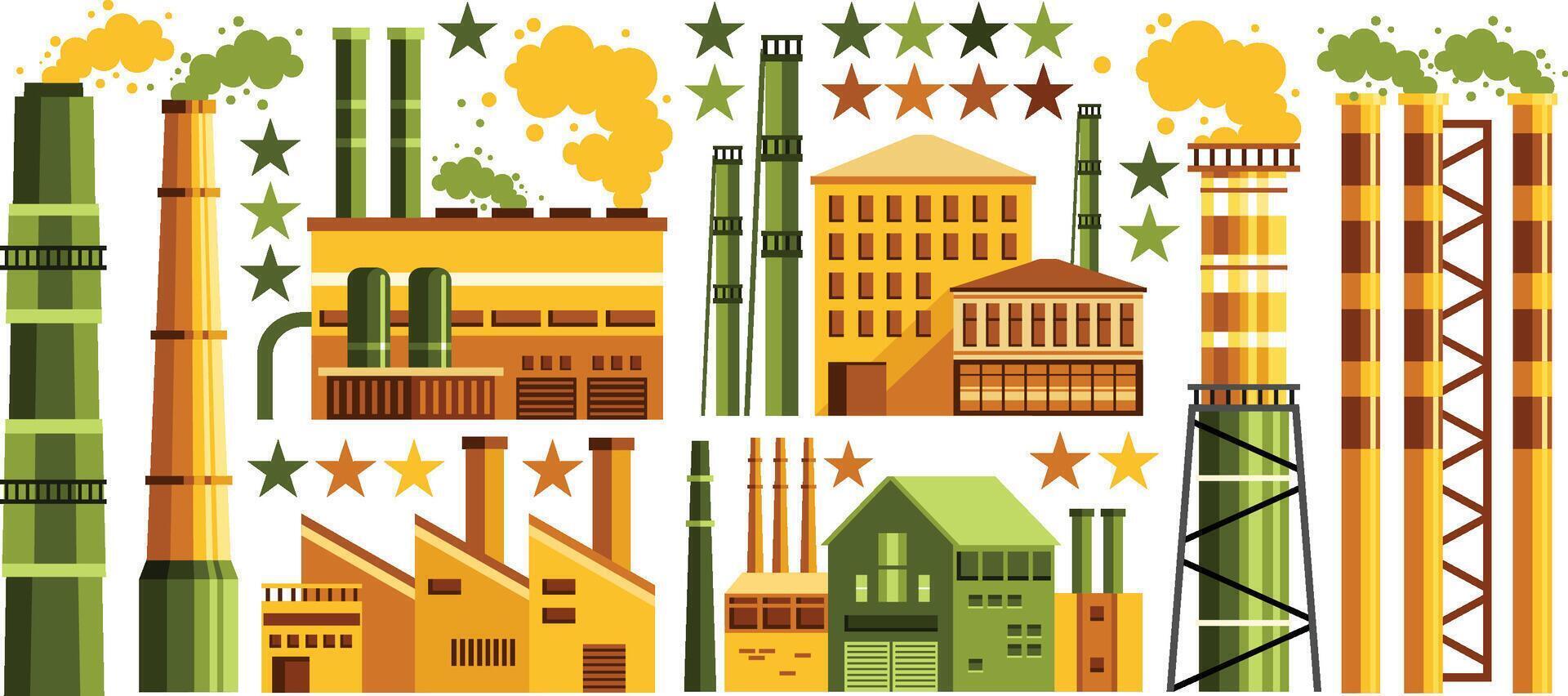 Factory Building Elements Illustration vector
