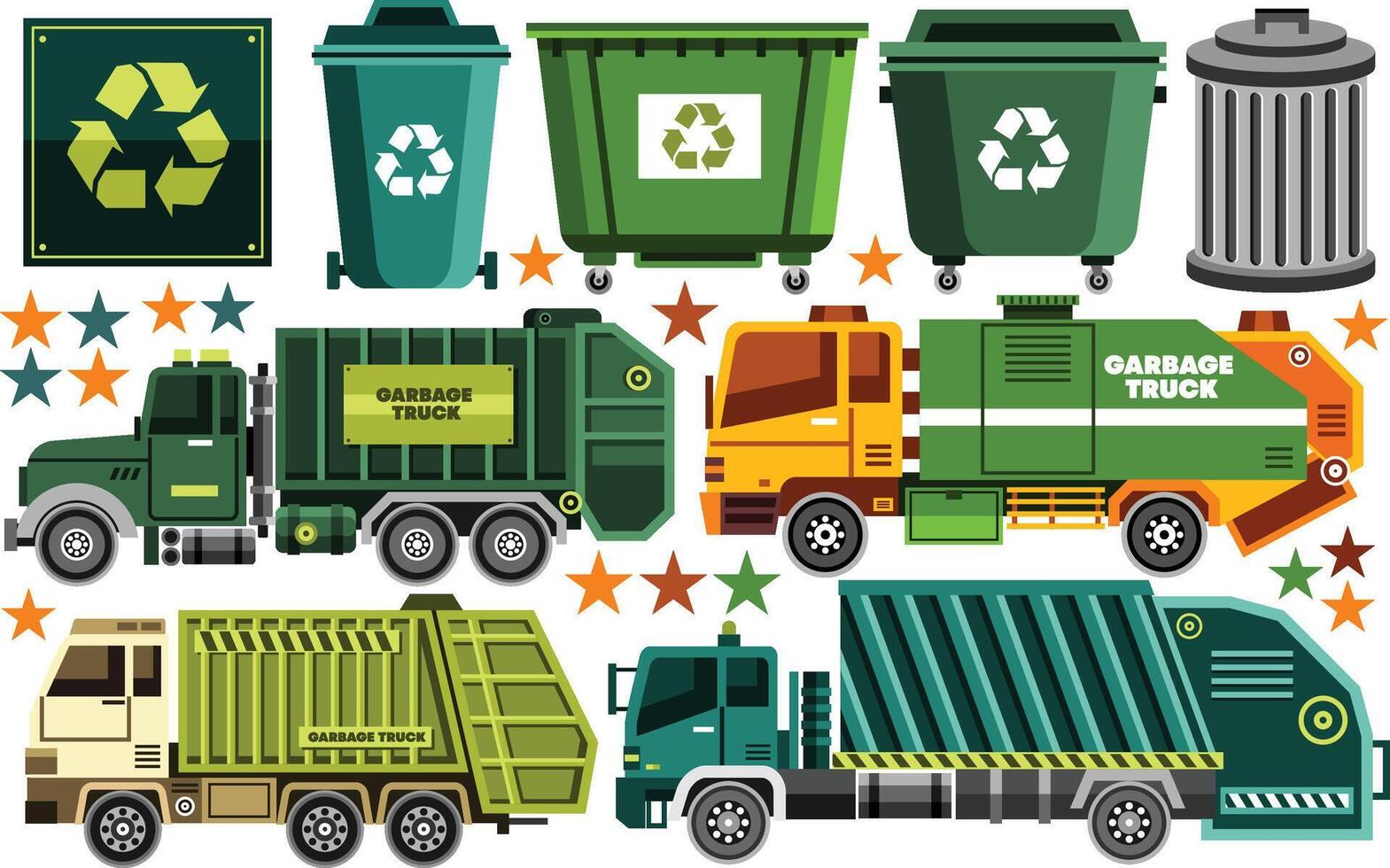 Garbage Truck Elements Illustration vector