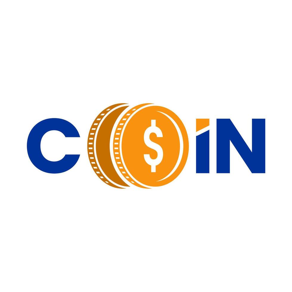 COIN logo with an additional gold coin in the middle vector