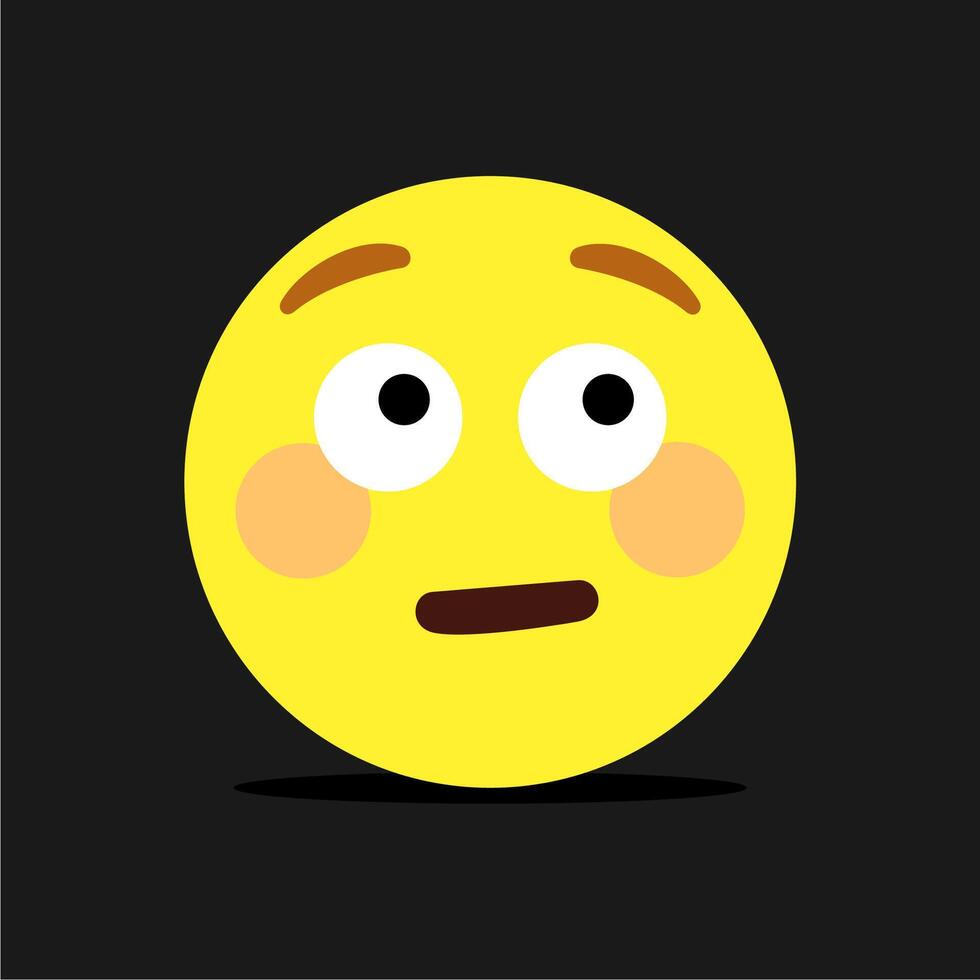 Emoticon looking away with big eyes stylized icon vector