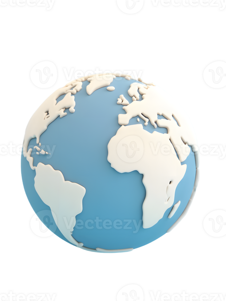 isolated realistic 3d earth globe on blank background png