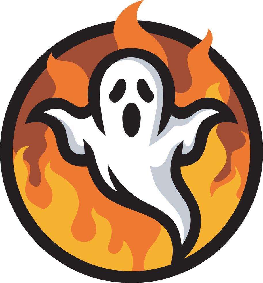 Ghost on the fire logo illustration vector