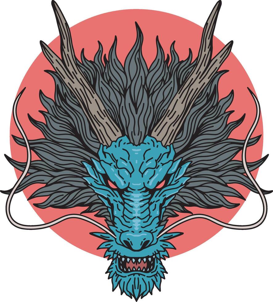 Chinese dragon head design illustration vector