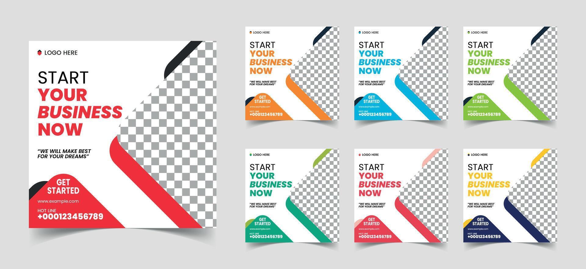 Achieve top-notch branding with our Digital Marketing Social Media Post Templates for ads or promotions. Perfect for digital marketers seeking professional, eye-catching, and versatile designs. vector