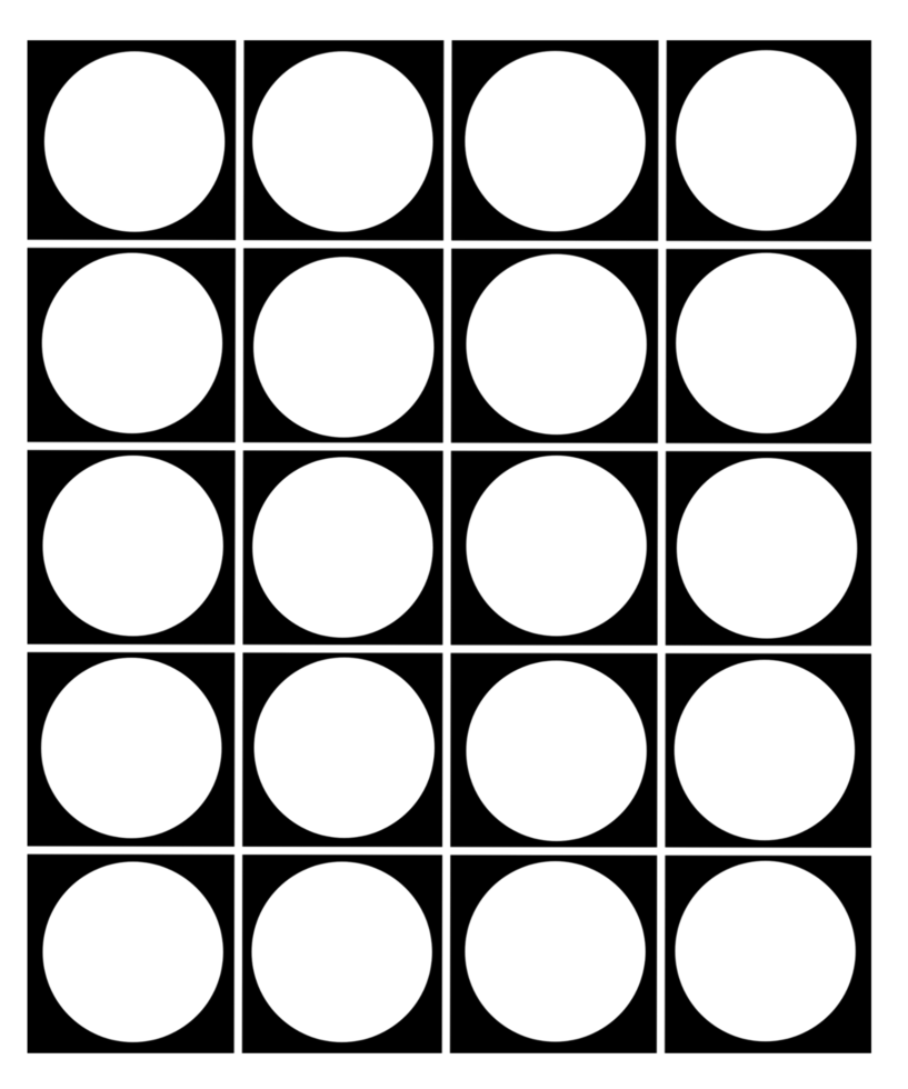 A black and white image of a grid of circles png