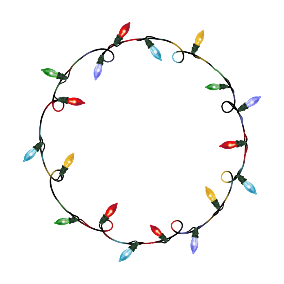 Christmas lights illustration New Year Winter frame banner decor xmas png