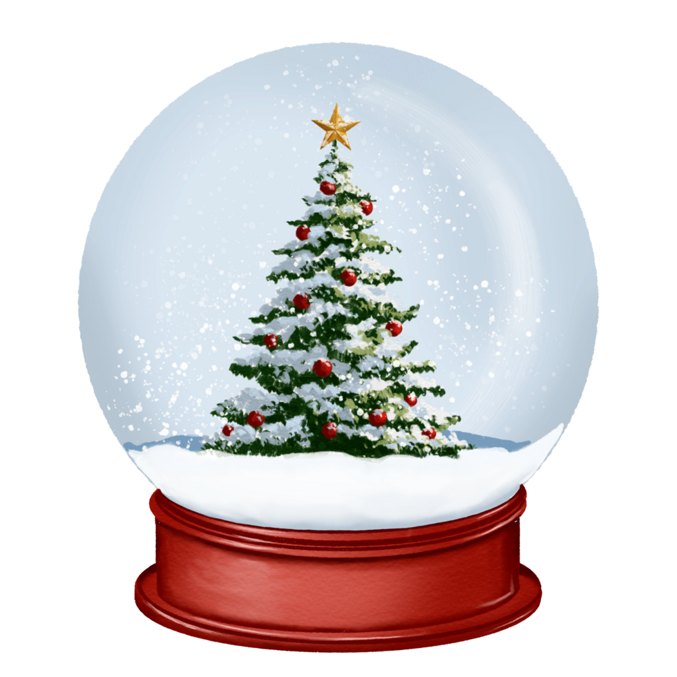 christmas tree with globe snowflakes png