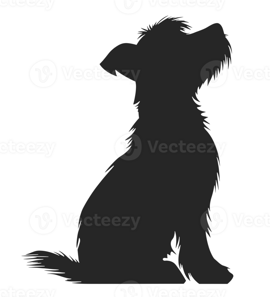 Silhouette of a sitting dog isolated on transparent background png