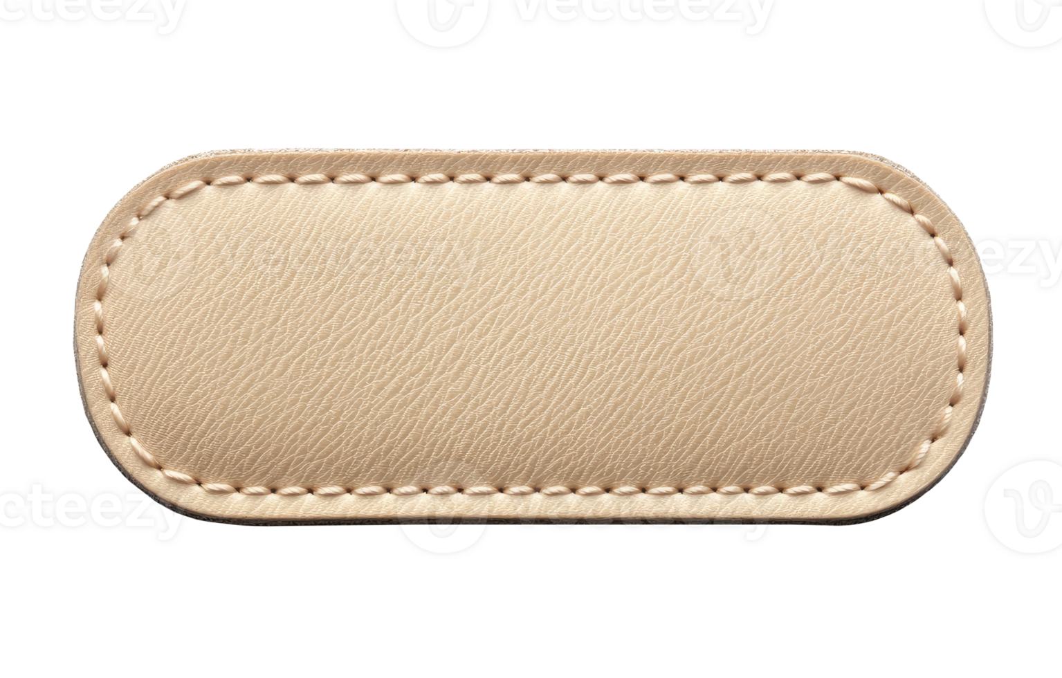 Beige leather badge isolated on transparent background png