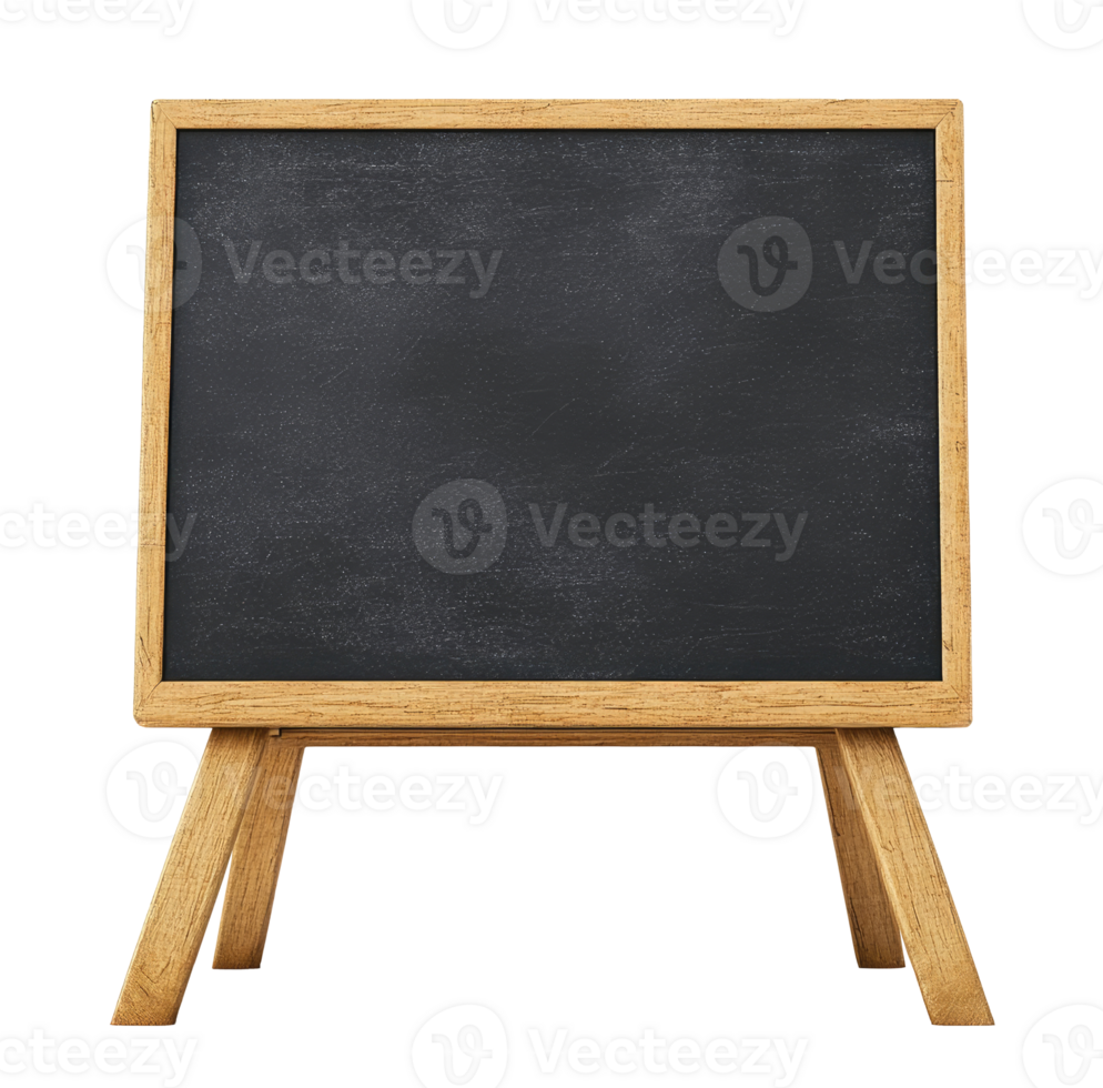 Blank black standing chalkboard isolated on transparent background png