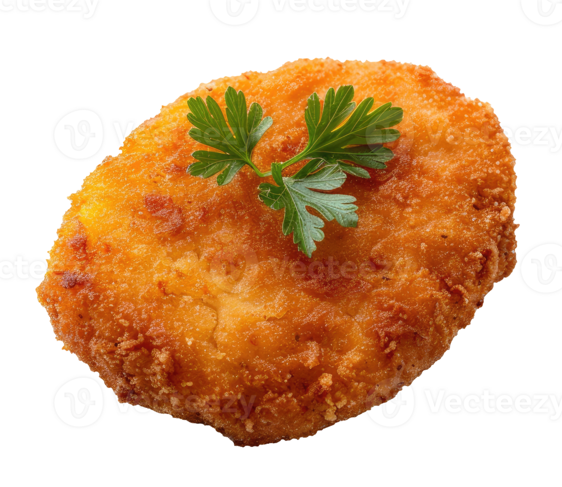 Chicken schnitzel with parsley isolated on transparent background png