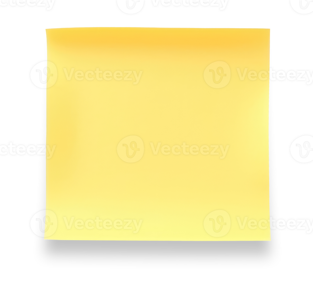 Blank yellow sticky paper note isolated on transparent background png