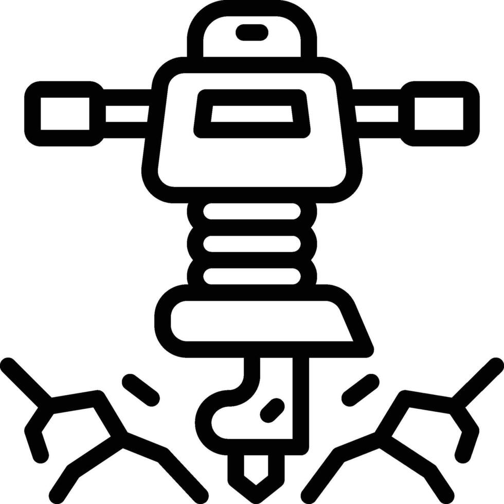 Jackhammer icon. Jackhammer with pieces of stones icon vector