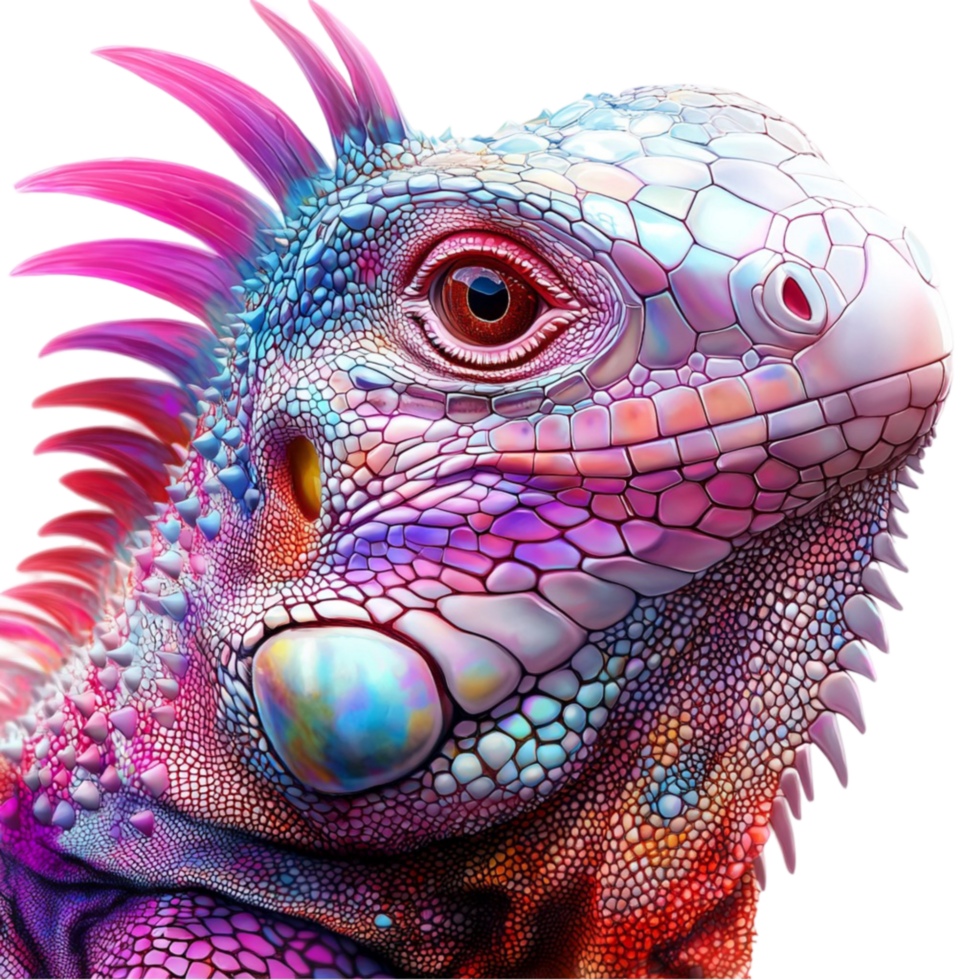 Rainbow-Hued Iguana with Spiked Crest png