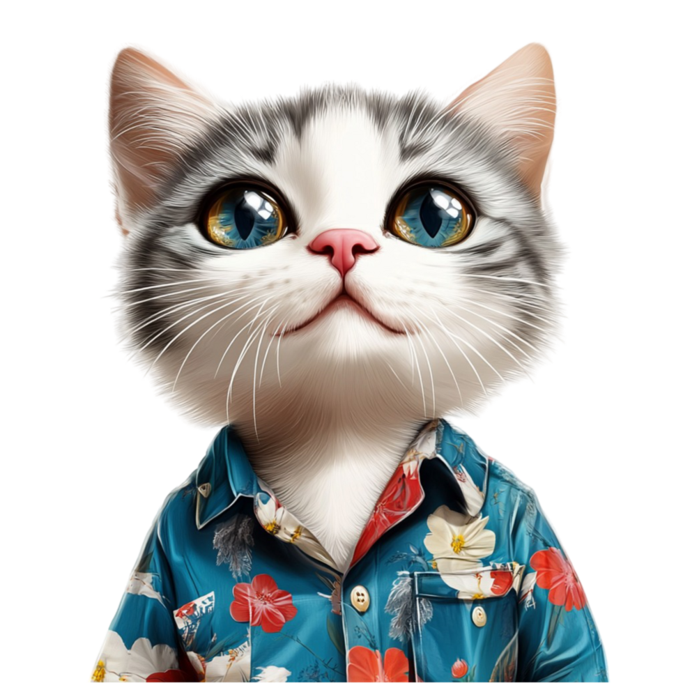Cat in Hawaiian Shirt png