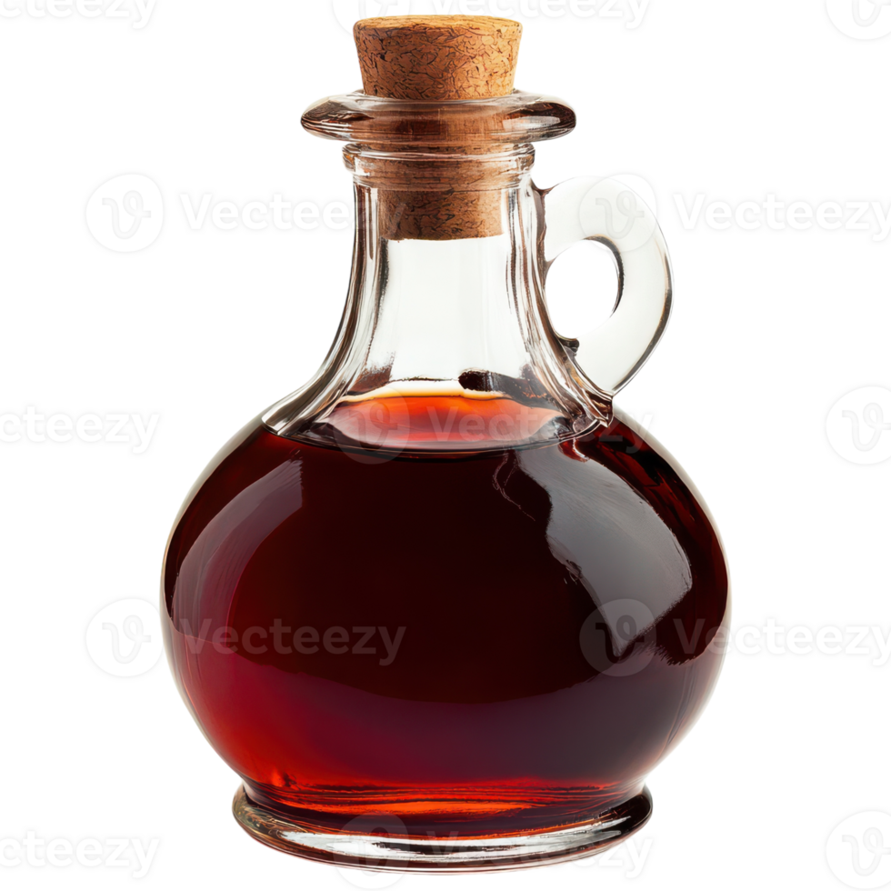 A bottle of syrup with a cork on top png