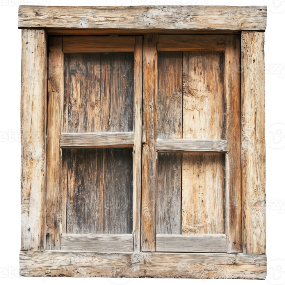 An old window with wooden frames and a wooden door png