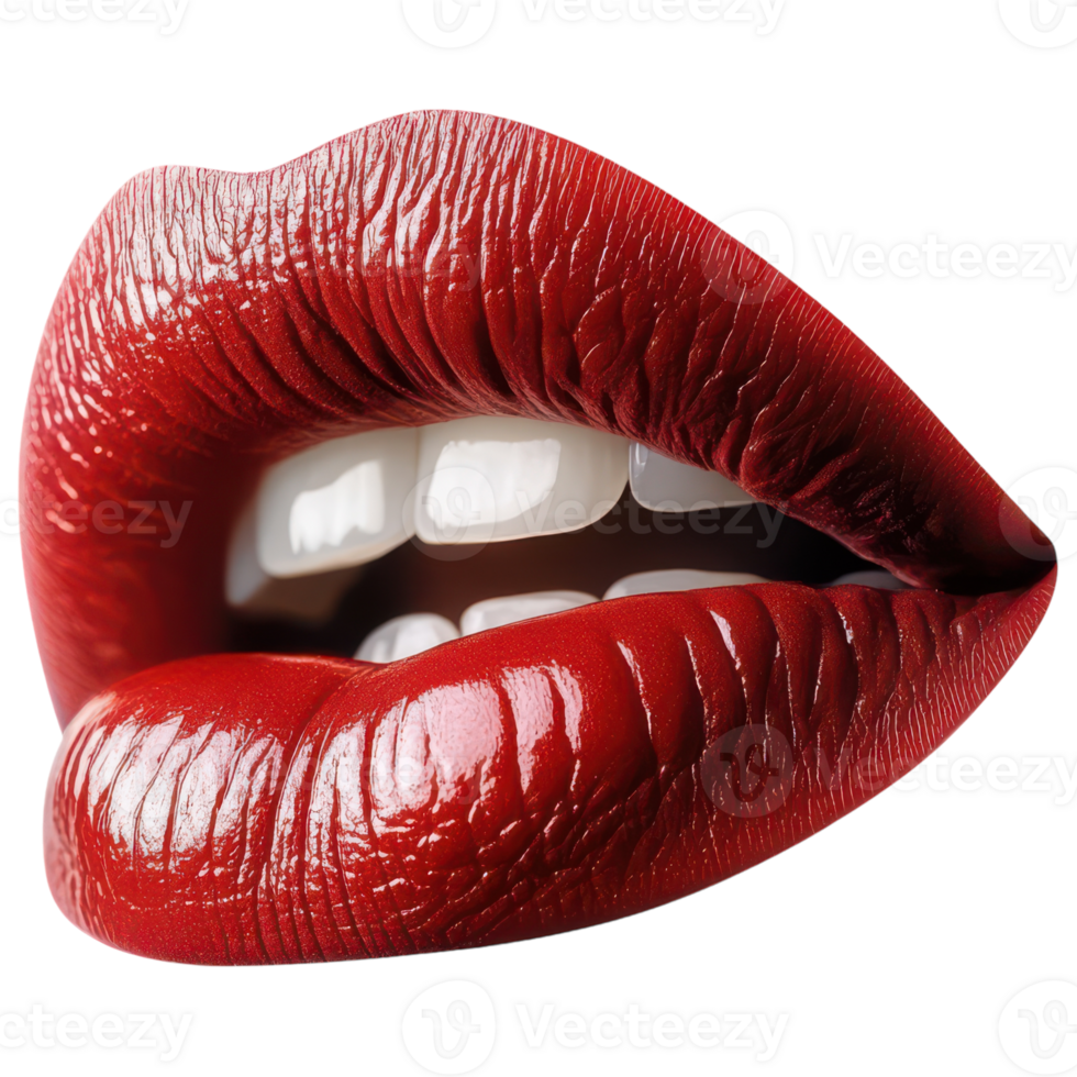 A close up of a woman's lips with a red lipstick png