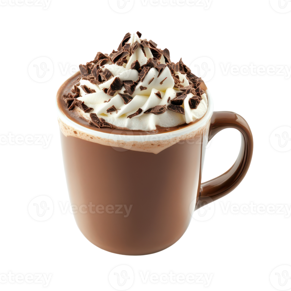 A hot chocolate with whipped cream and chocolate png
