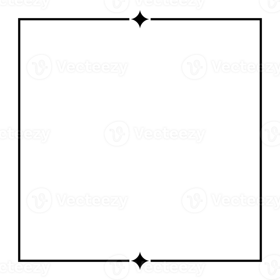 Outline border frame with stars. Minimal outline. Minimal graphic shape. Y2K ornaments png