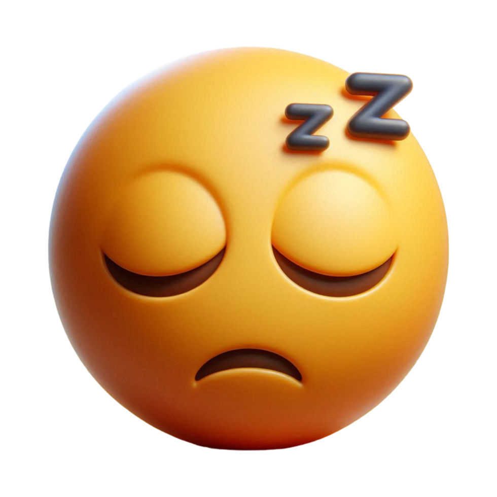 Sleeping Face Emoji Realistic 3d on transparent png