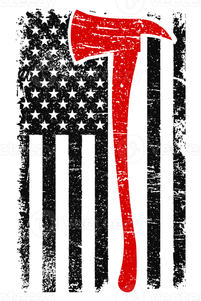 Firefighter Axe With USA Flag Design png