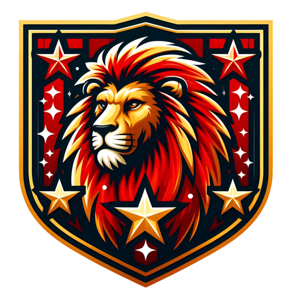 lion head on a shield with stars and stars png