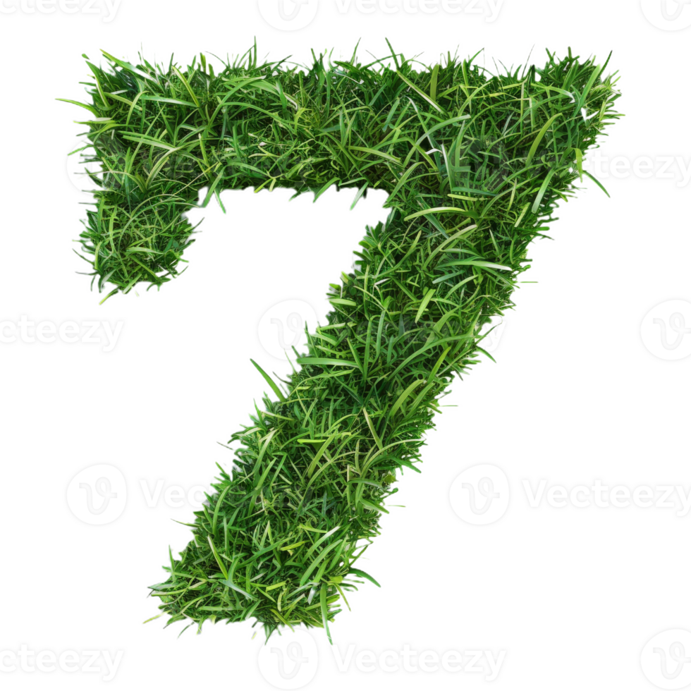 Cute Grass Texture Number 7 on Background. Lush Grass Number Seven on Isolated Background png