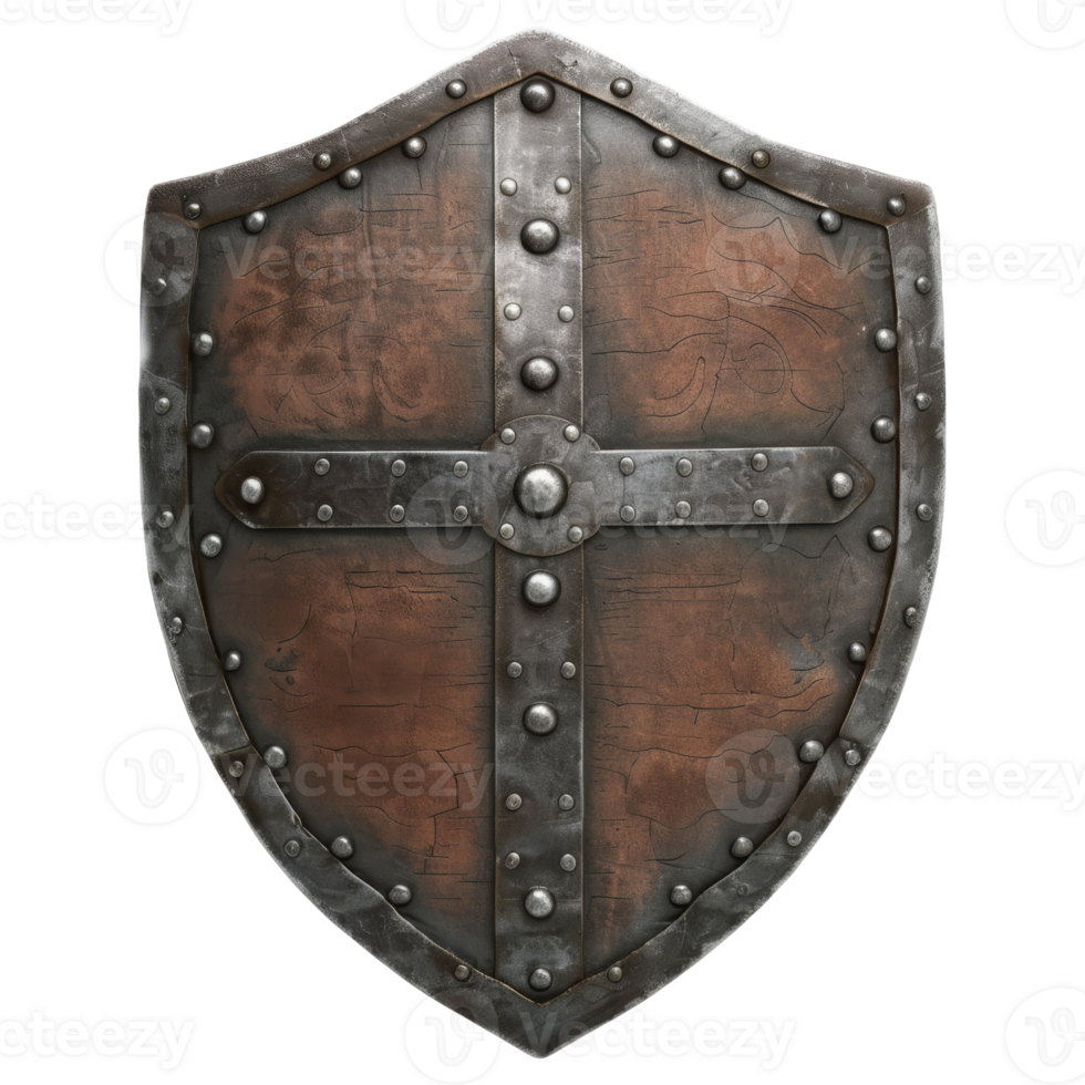 Cross Emblazoned Medieval Shield with Emblem. Historic Shield with Cross Emblem png
