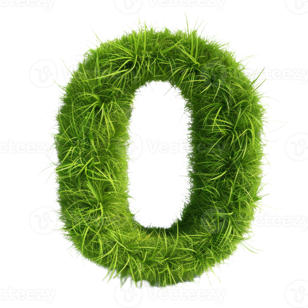 Cute Grass Texture Number 0 on Isolated Background. Lush Grass Number Zero on Isolated Background png