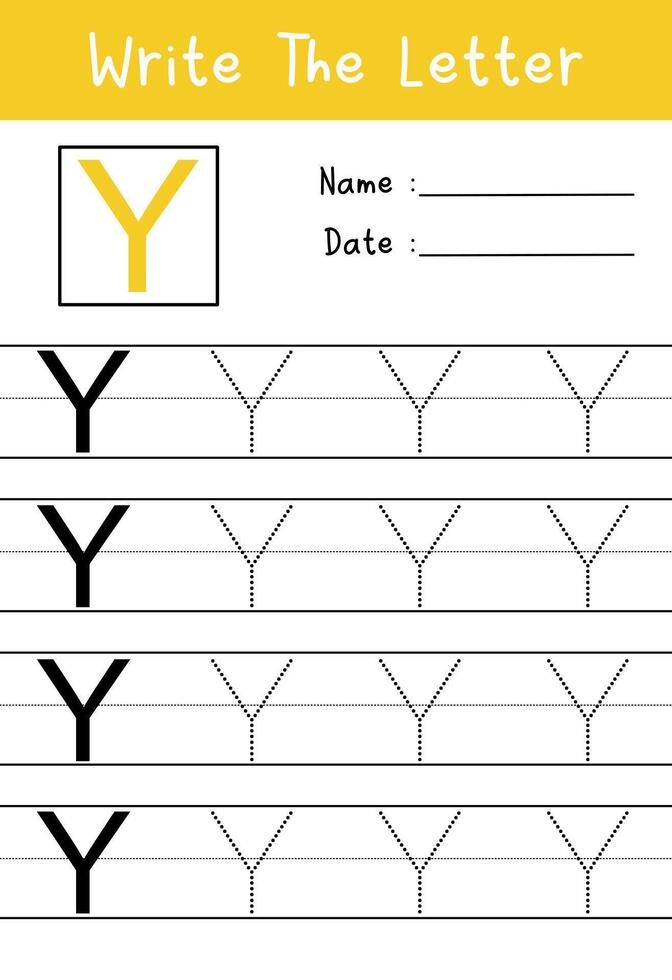 Write the letter y worksheet vector