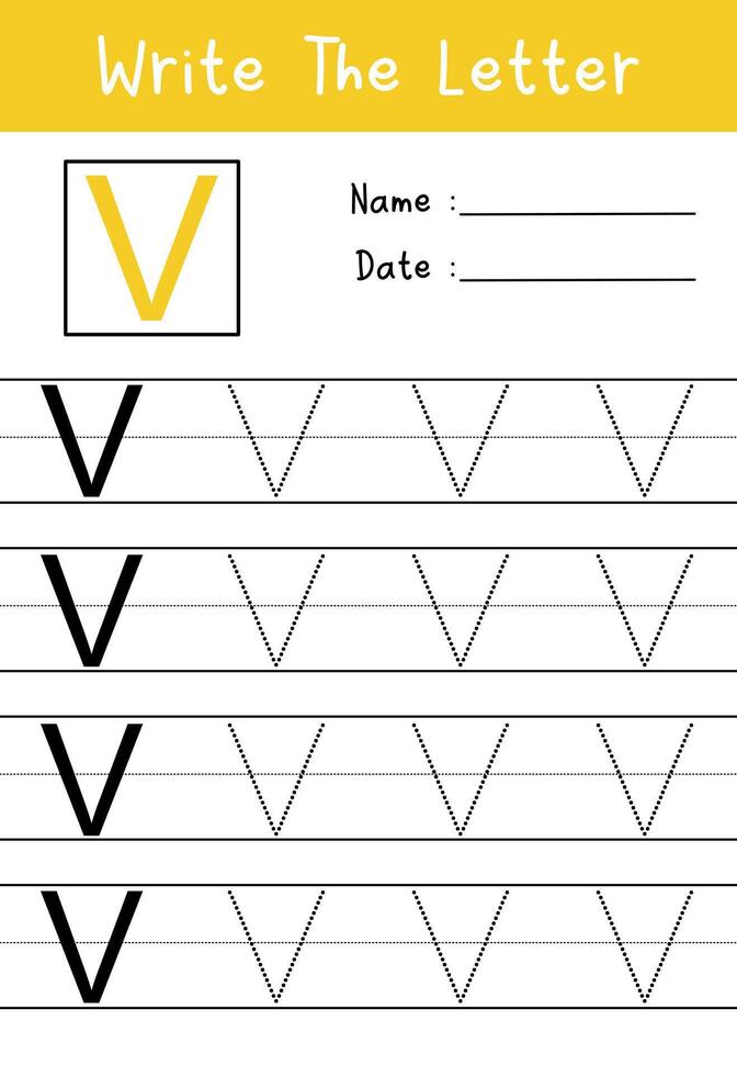 Write the letter v worksheet vector