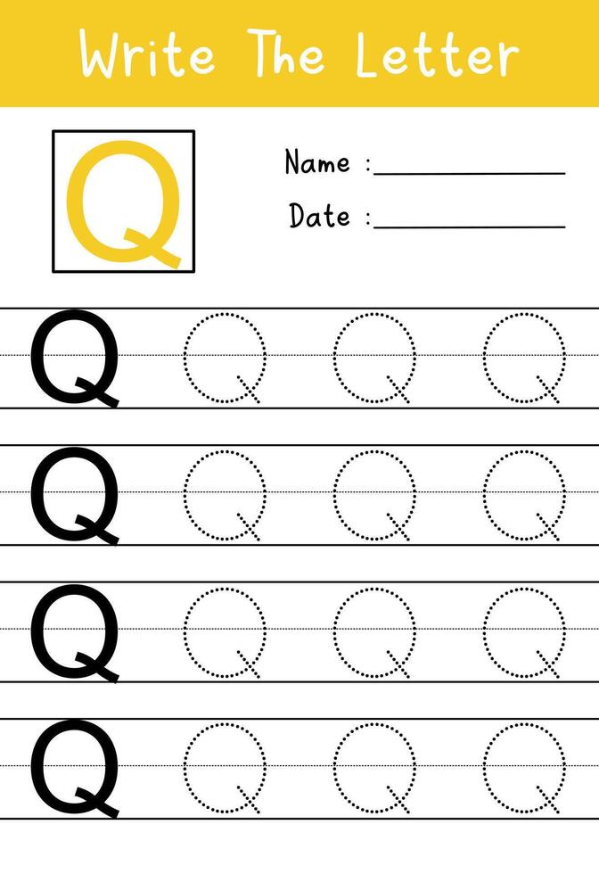 Write the letter q worksheet vector