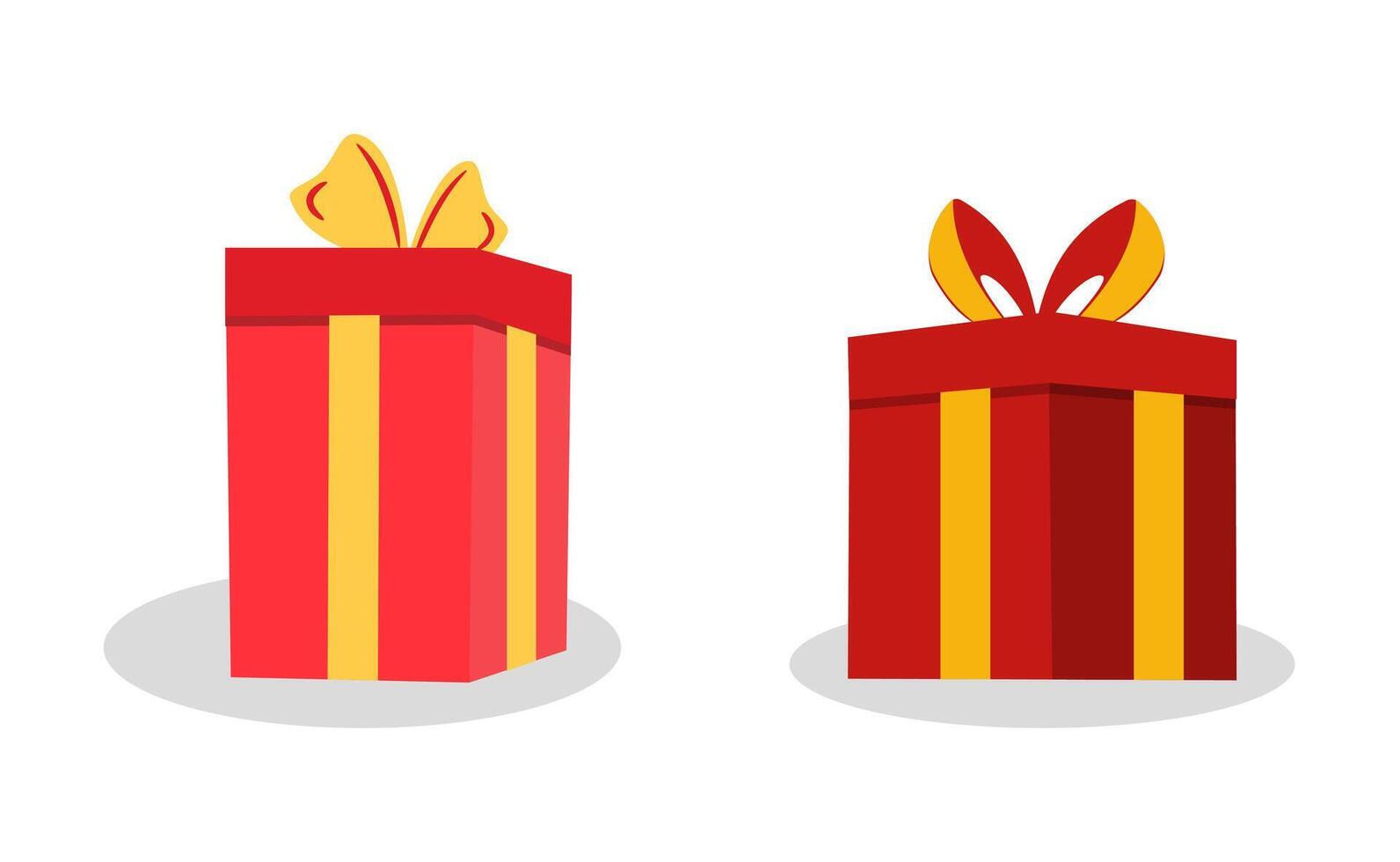 Two red gift boxes with yellow ribbons on top vector