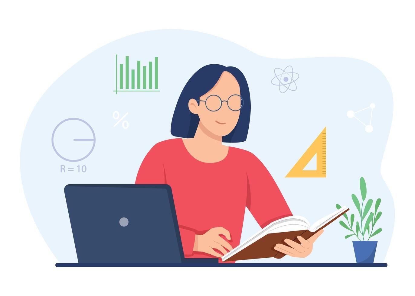 Learning concept illustration. Flat design concept of online education, training and courses, learning, tutorials. vector