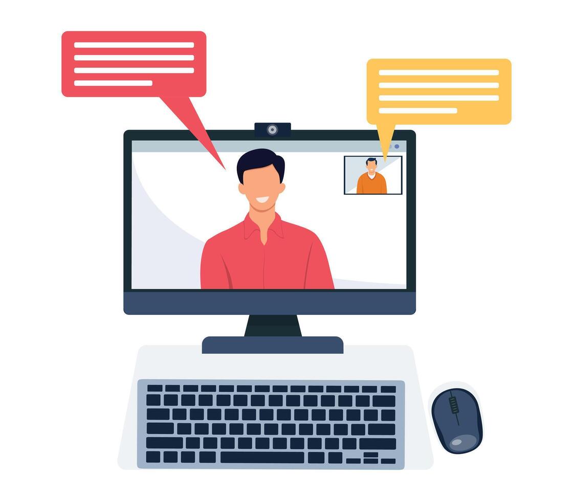 Online webinar, conference, online course concept. Web binar or web tutorial concept. vector